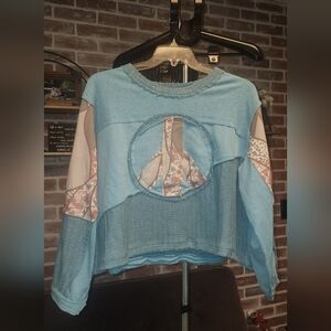 POL Light Blue Textured Knit Sweater